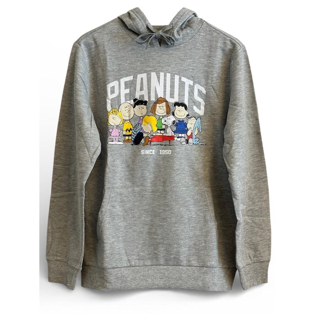 Peanuts‎ Graphic Hoodie Gray Snoopy Gang Sweatshirt Medium NWOT